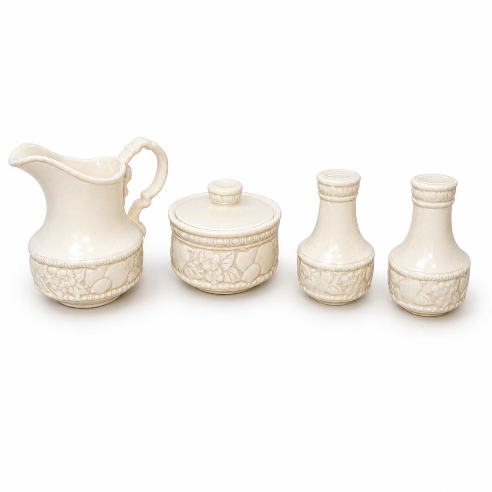 Vernon Antiqua by Metlox Poppytrail 5" Creamer, 3 5/8" Sugar Bowl Salt & Pepper